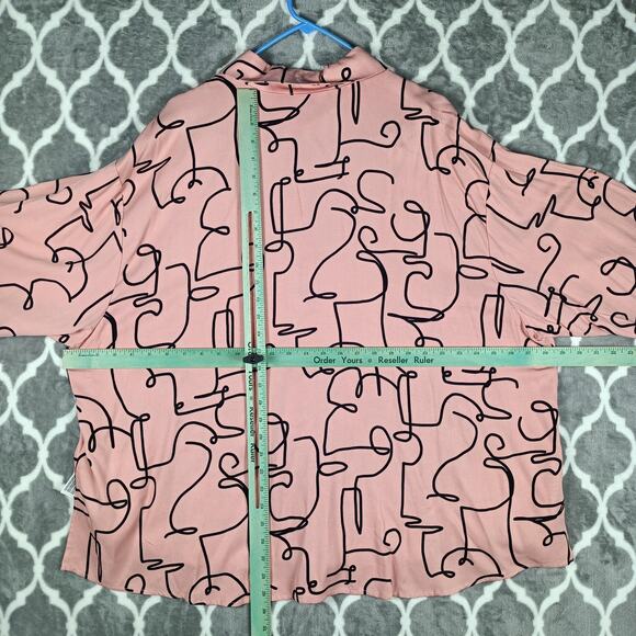 ELOQUII Pajamas 2 Piece Set Womens 24/26 Pink Abstract Print Plus Size Rayon - Picture 4 of 16